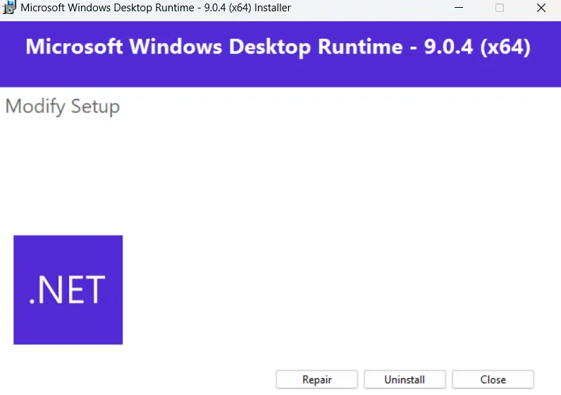 Microsoft Windows Desktop Runtime installer