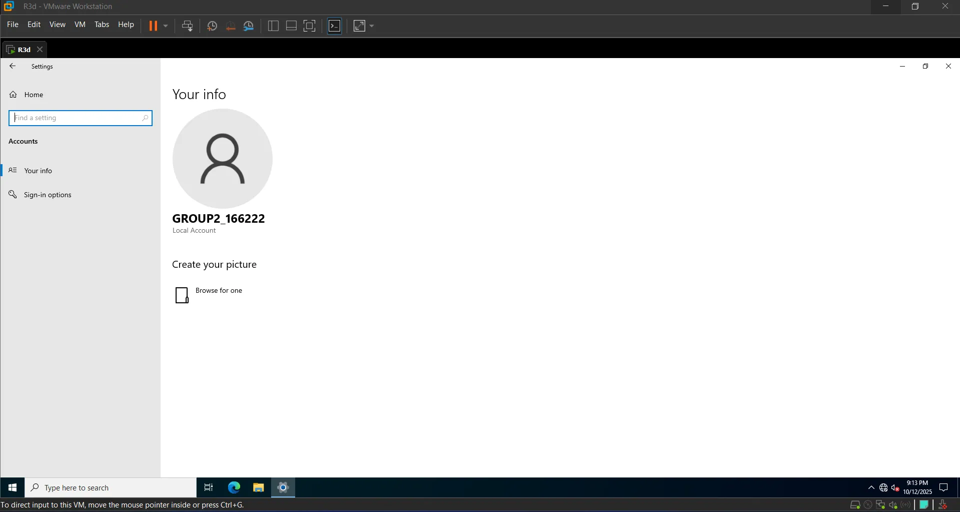 Windows account info