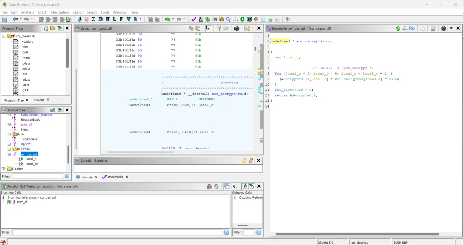 Ghidra — xor_decrypt function