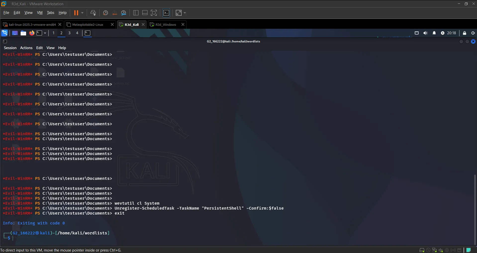 Cleanup - logs cleared and task removed