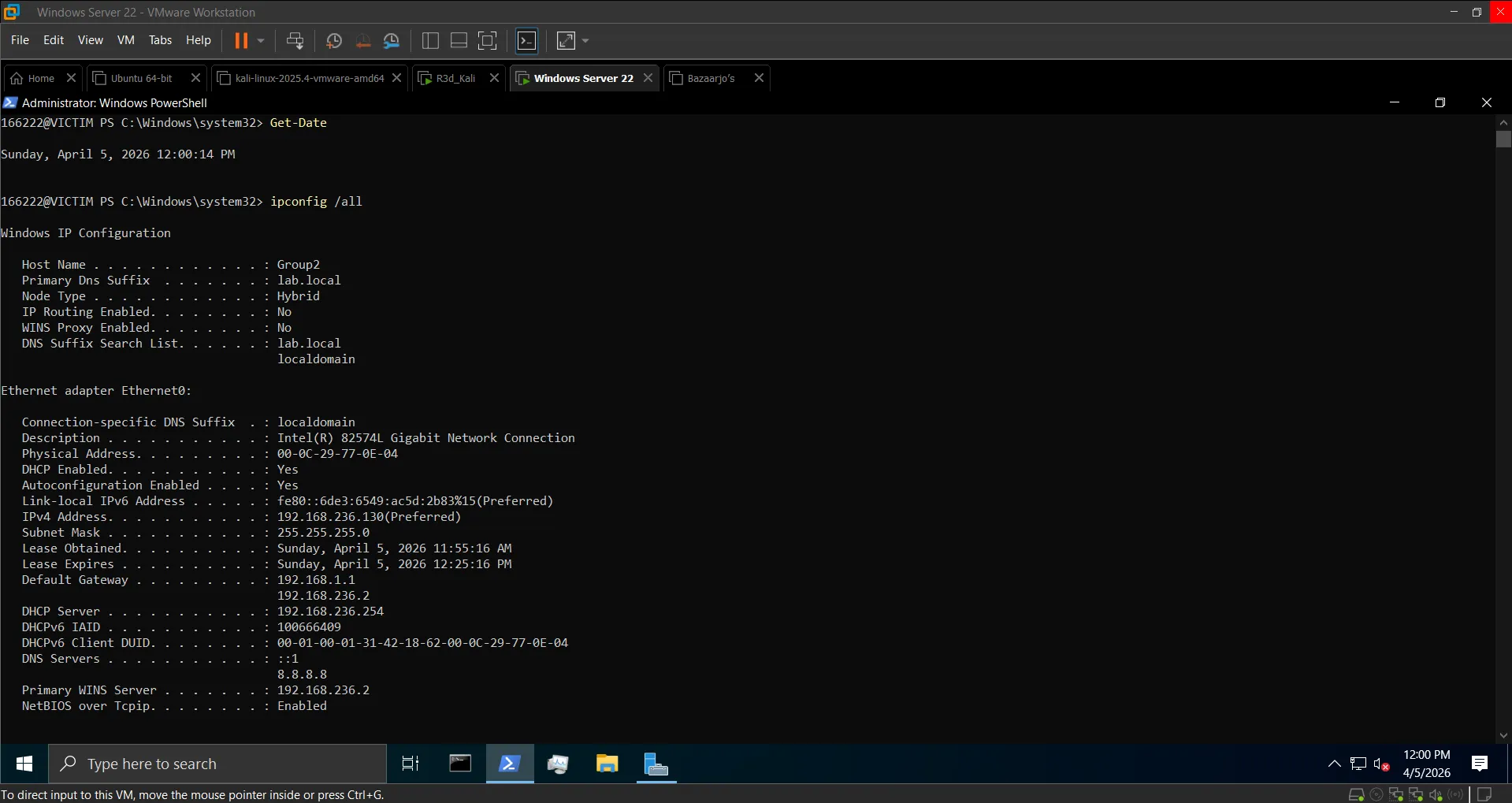 Windows IP configuration