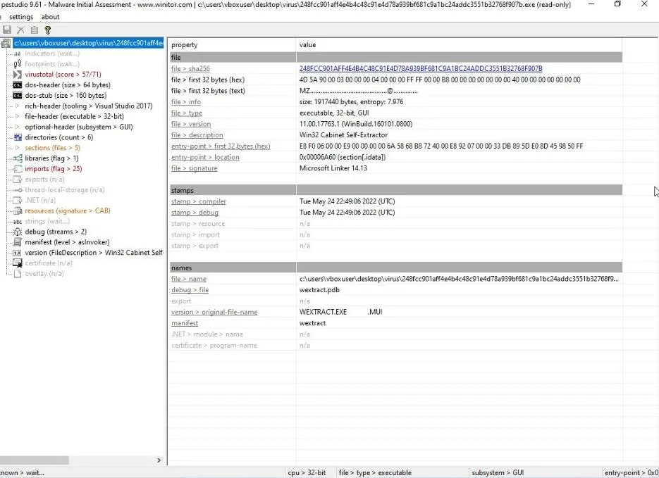 PEstudio full analysis