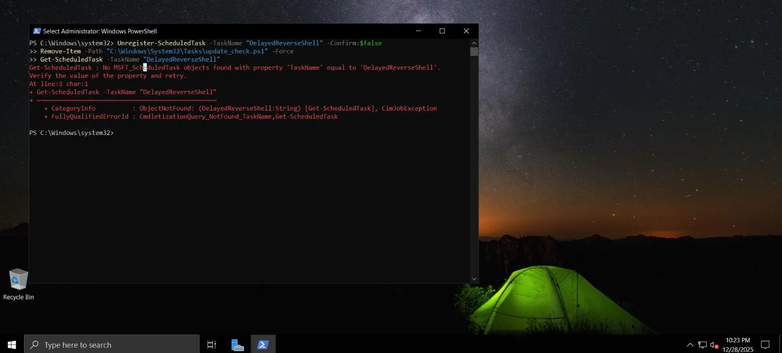 Cleanup Part 2 - DelayedReverseShell removed
