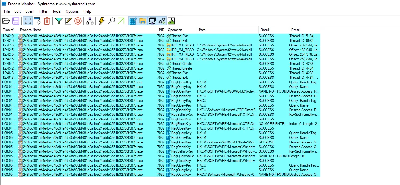 ProcMon real-time activity capture