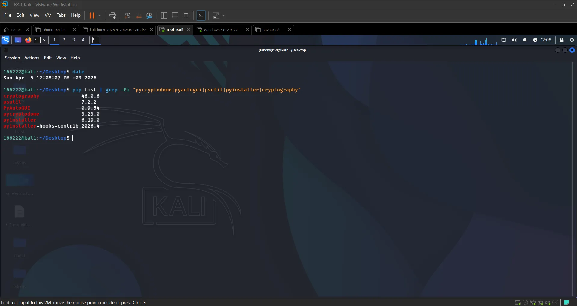 pip list on Kali
