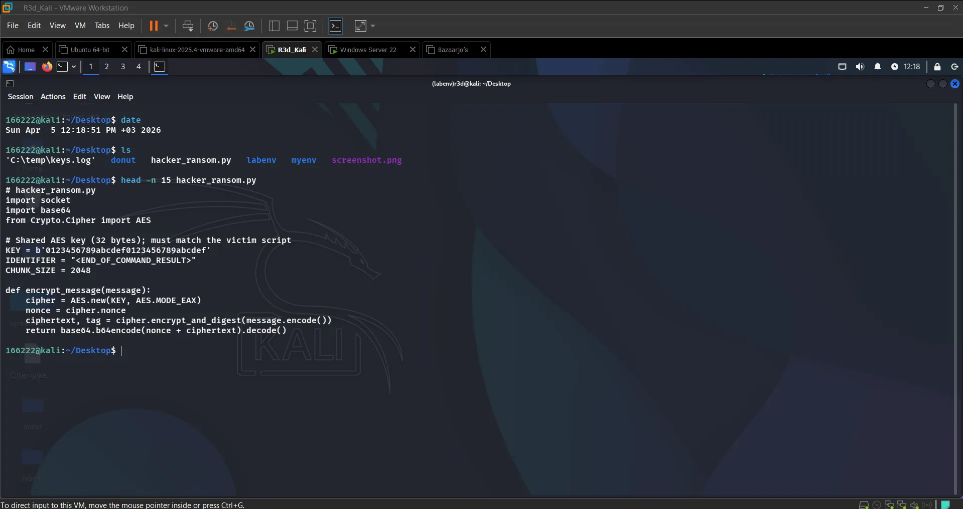 hacker_ransom.py first 15 lines on Kali