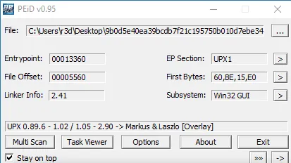 PEiD — Entrypoint and section info