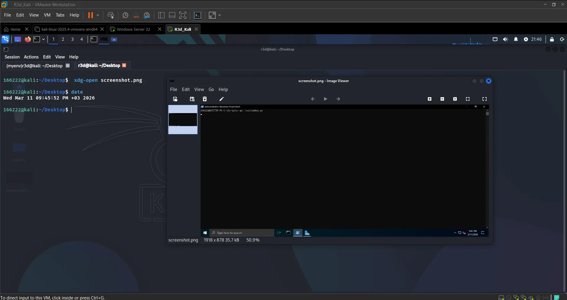 screenshot.png opened on Kali