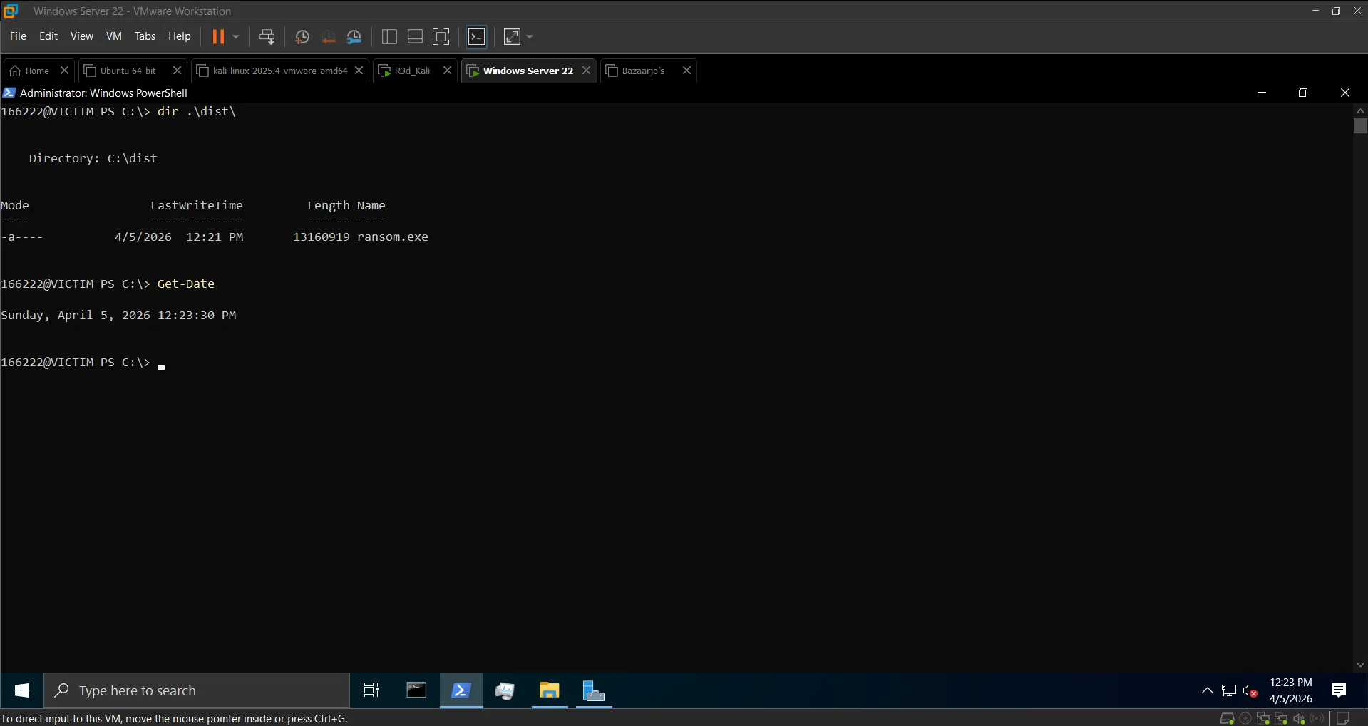 dist\ folder showing ransom.exe