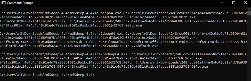 Command-line hash verification