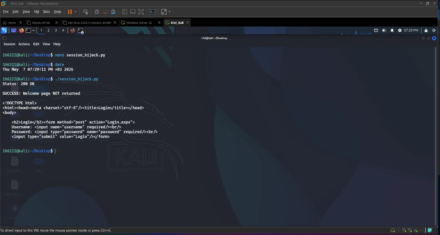 Python hijack output after mitigation — no welcome page