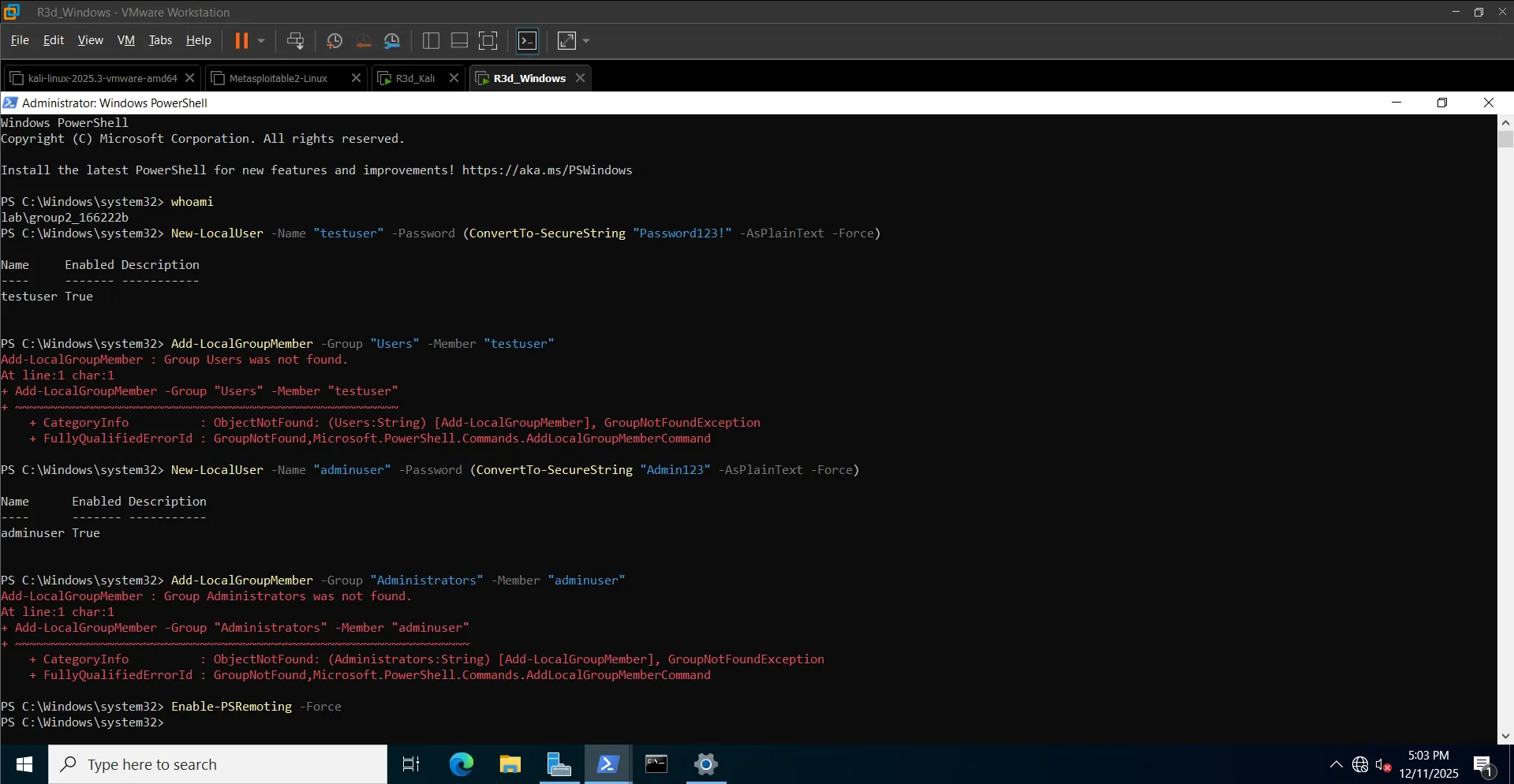 Creating user accounts via PowerShell