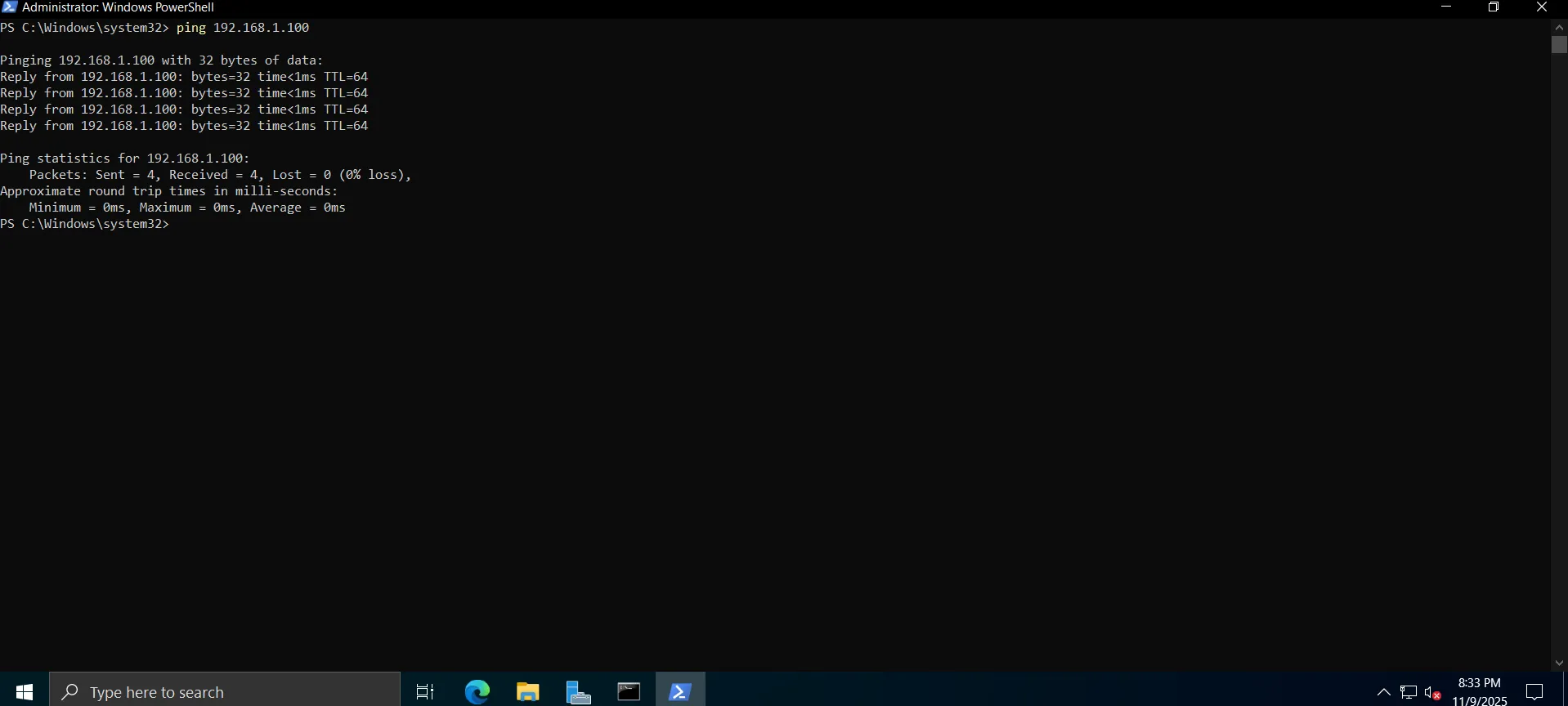 Ping test from Windows