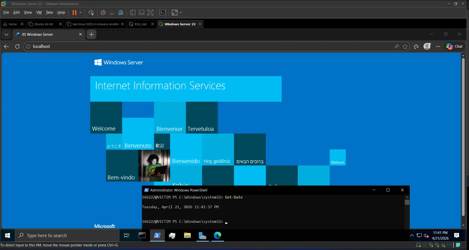 IIS default homepage in browser