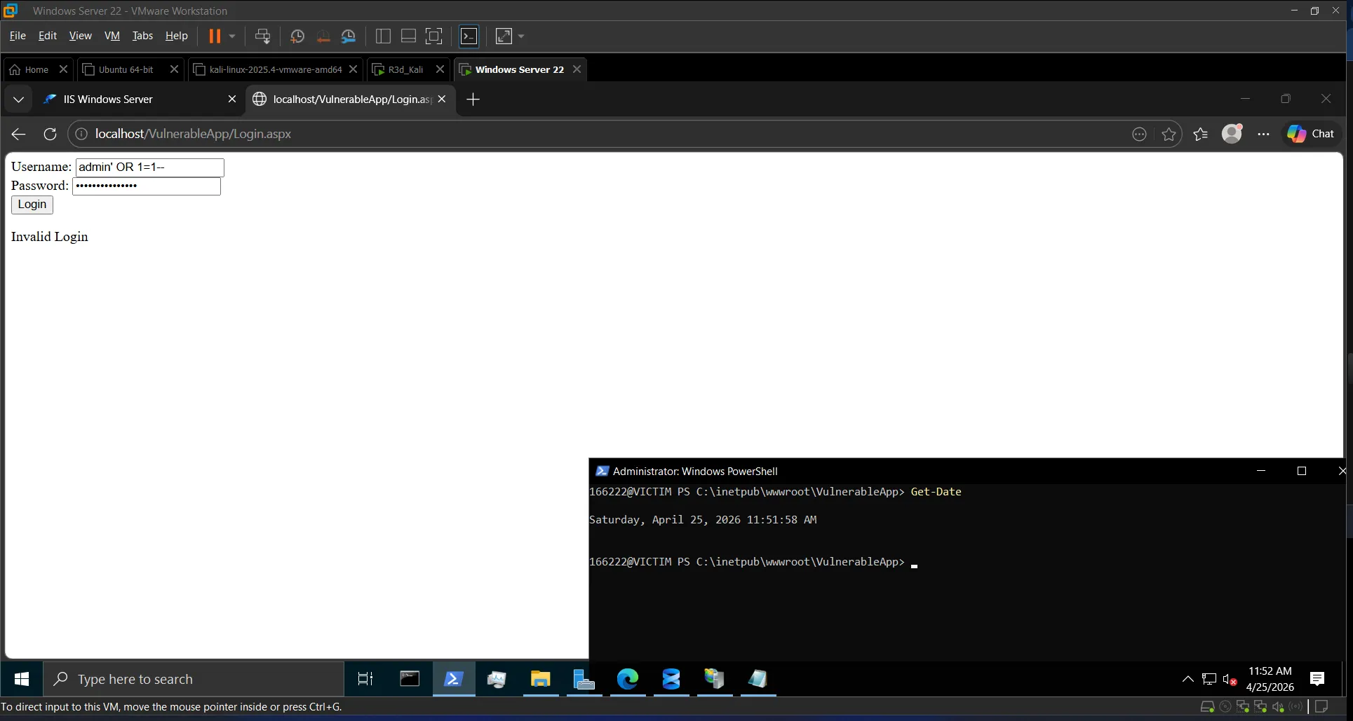 SQL injection attempt blocked after defenses