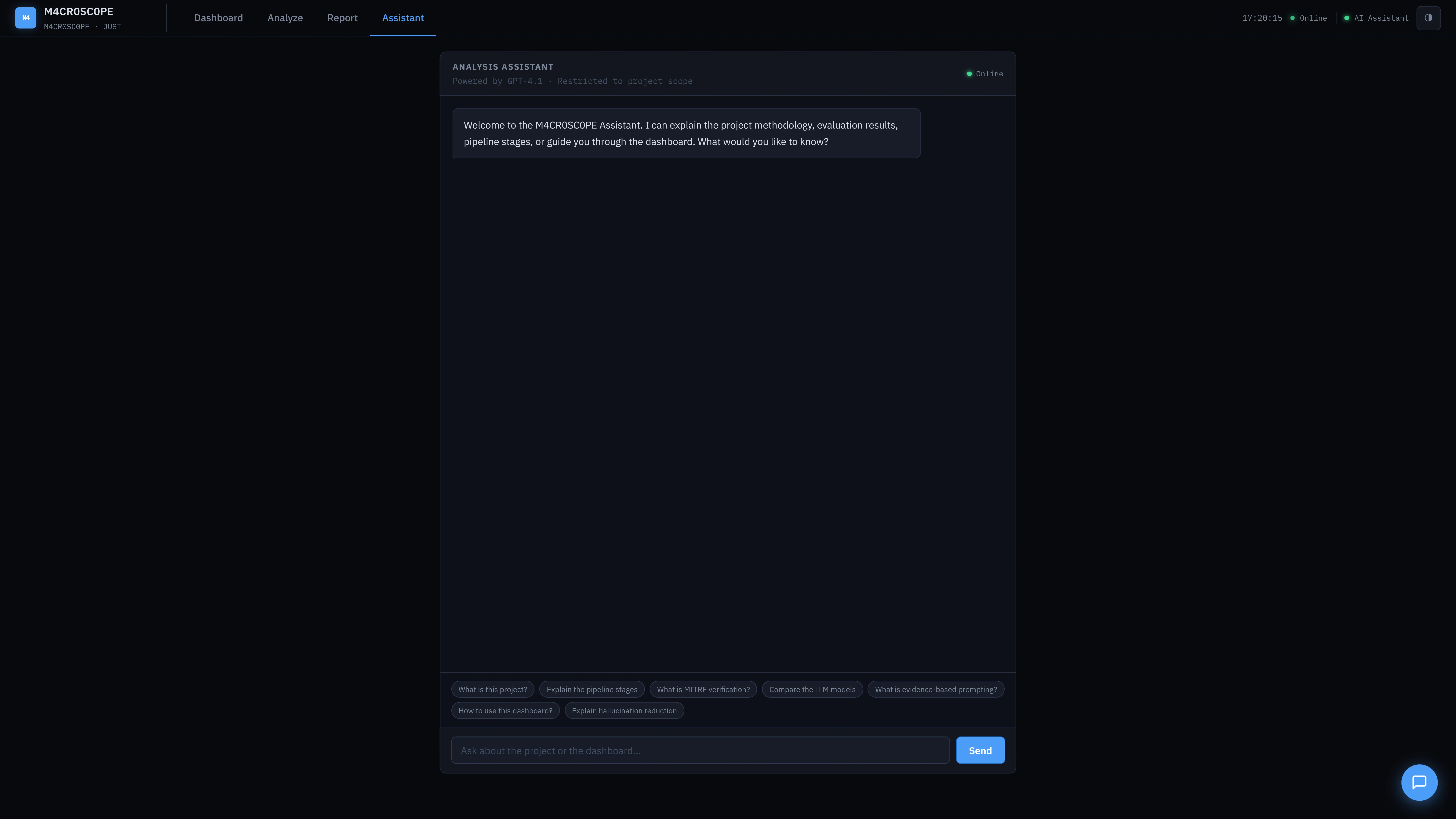 AI Assistant — project-scoped Q&A